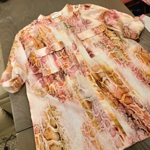 CALVIN KLEIN Sz Medium Button Down Top - Picture 6 of 8